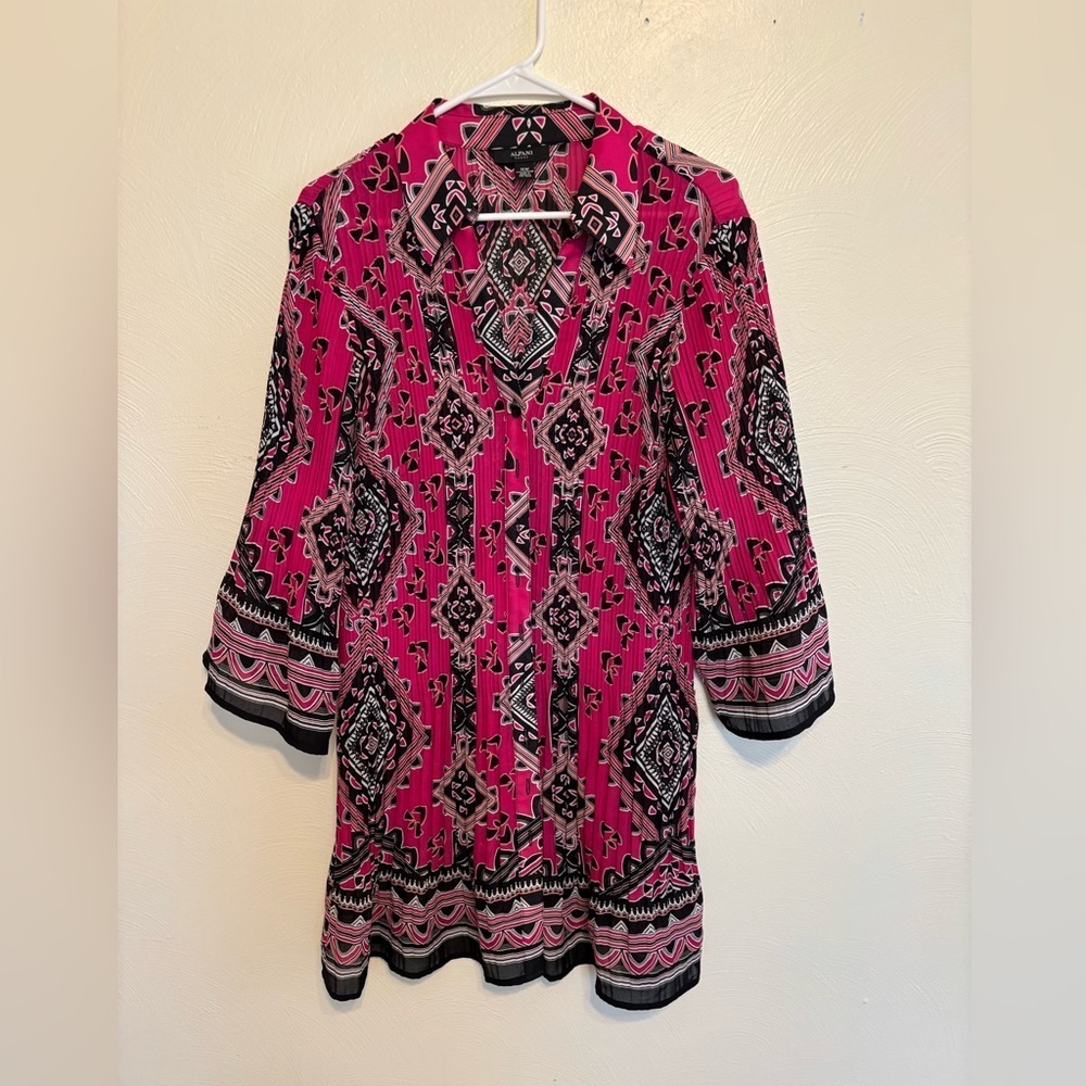 Alfani Pink and Black Geometric Tunic